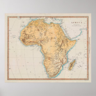 Poster Carte de l'Afrique vintage (1830)