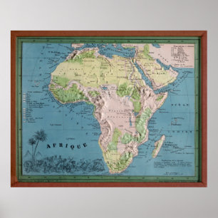 Poster Carte de l'Afrique vintage (1865) continent africa
