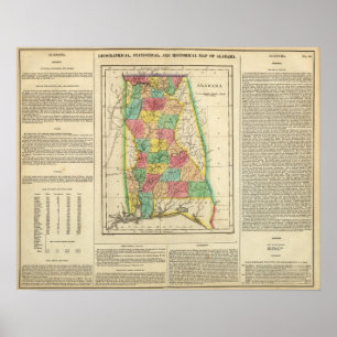 Poster Carte de l'Alabama
