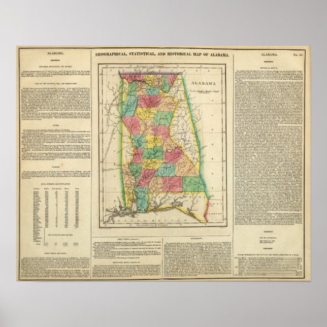 Poster Carte De L'Alabama (Devant)