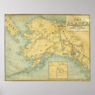 Poster Carte De L'Alaska