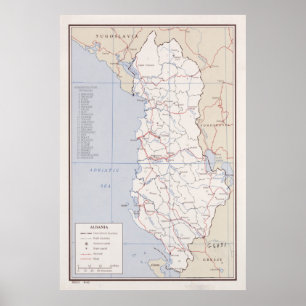 Poster Carte de l'Albanie (1962) Atlas de l'Albanie Vinta
