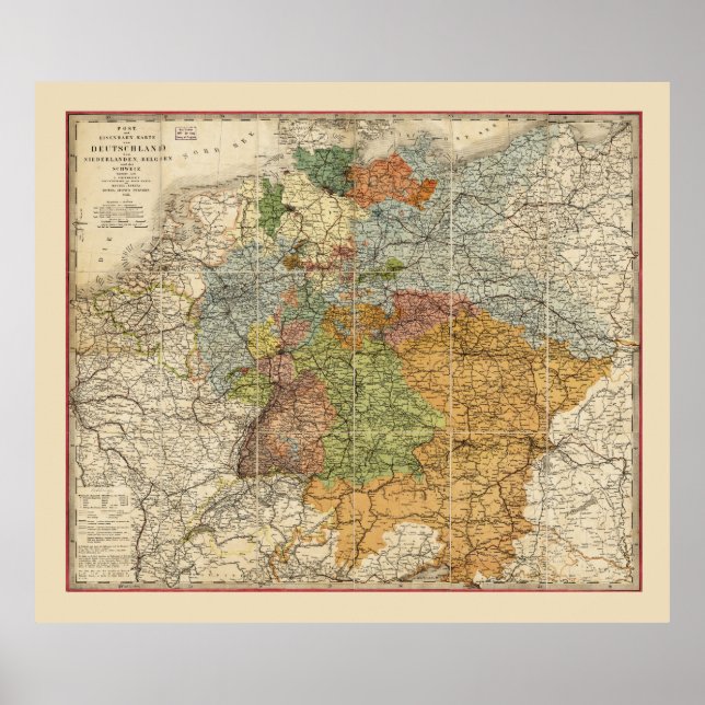 Poster Carte de l'Allemagne (1855) (Devant)