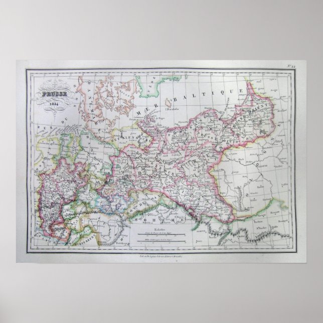 Poster Carte de l'Allemagne du Nord ou de la Prusse (Devant)