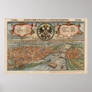 Poster Carte de l'Allemagne Vintage de Francfort (1560)