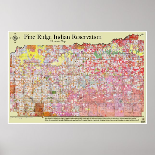 Poster Carte de l'allocation des réserves indiennes de Pi (Devant)
