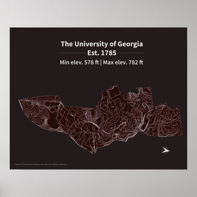 Poster Carte de l'altitude du campus de l'Université de G (Devant)