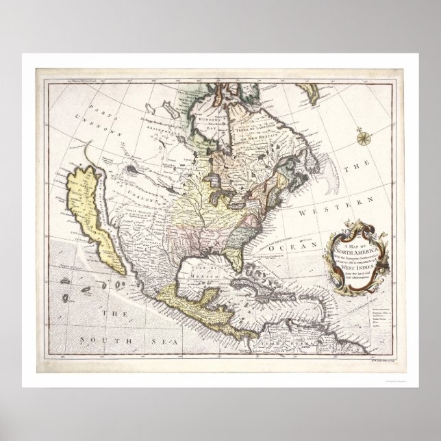 Poster Carte de l'Amérique du Nord (Devant)