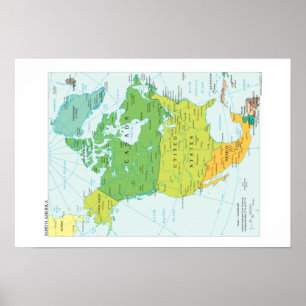 Poster Carte de l'Amérique du Nord