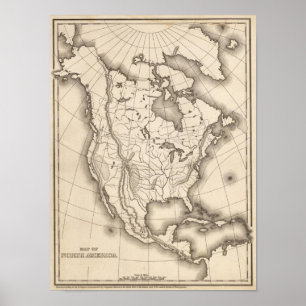 Poster Carte de l'Amérique du Nord