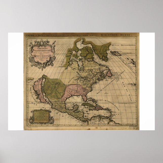 Poster Carte de l'Amérique du Nord datée 1694 (Devant)