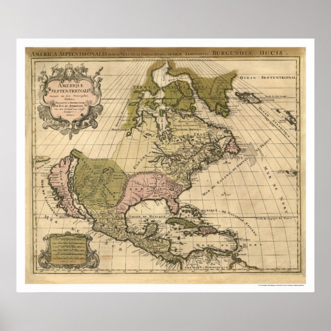 Poster Carte de l'Amérique du Nord par Alexis Hubert Jail (Devant)