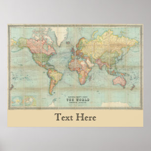 Poster Carte de l'Ancien Monde Carte du Monde de Bartholo