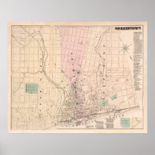 Poster Carte de l'ancien Norristown (1871)