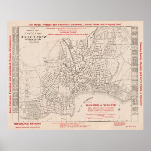 Poster Carte de l'ancienne Père Noël Cruz CA (1909) Vinta
