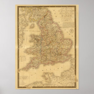 Poster Carte de l'anglais antique