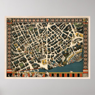 Poster Carte de l'Angleterre du Vieux-Londres (1915) Vint