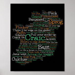 Poster Carte de l'art en langue irlandaise