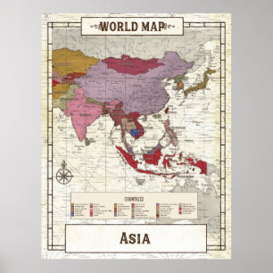 Poster Carte De L'Asie