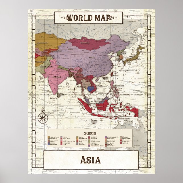 Poster Carte De L'Asie (Devant)