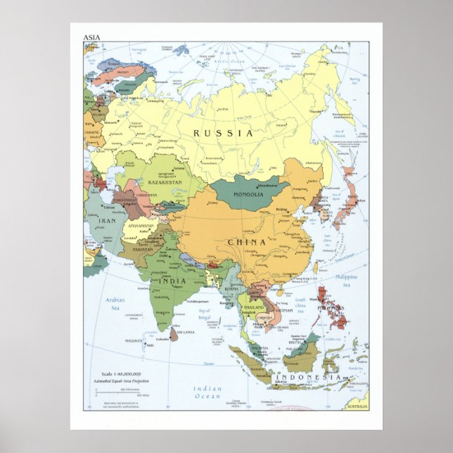 Poster Carte de l'Asie 2008 (Devant)