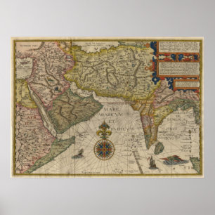 Poster Carte de l'Asie du Sud 1596