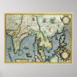 Poster Carte de l'Asie du Sud-Est antique par Mercator / 