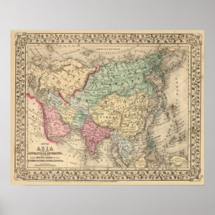 Poster Carte de l'Asie par Mitchell