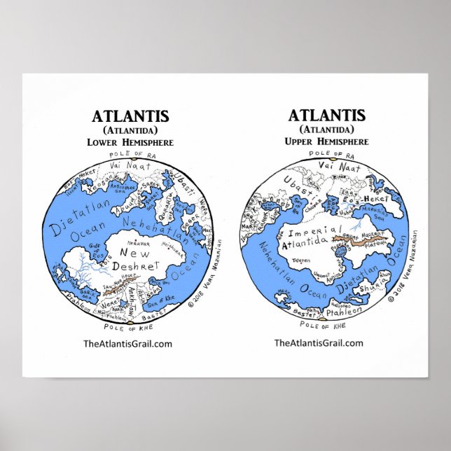 Poster Carte de l'Atlantide - Les deux hémisphères - Post (Devant)