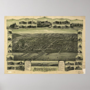 Poster Carte de l'Atlantique vintage (1894)