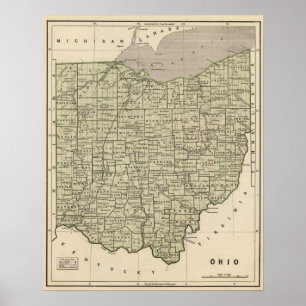 Poster Carte de l'Atlas de l'Ohio
