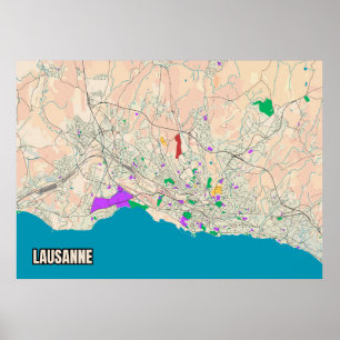 Poster Carte de Lausanne