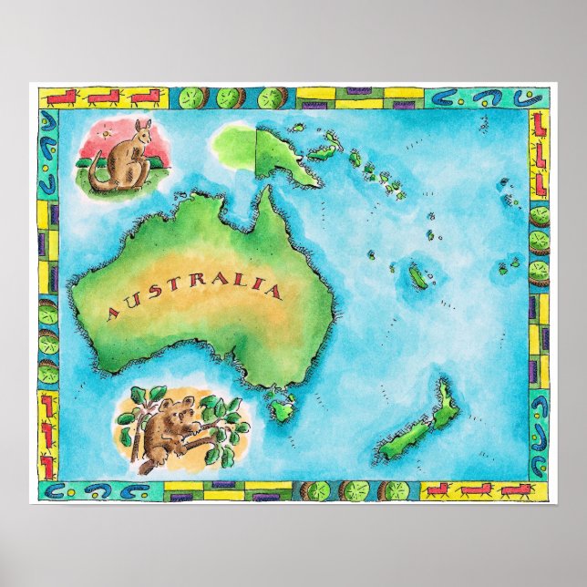 Poster Carte de l'Australie (Devant)