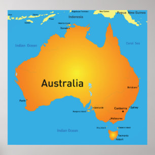 Poster Carte De L'Australie