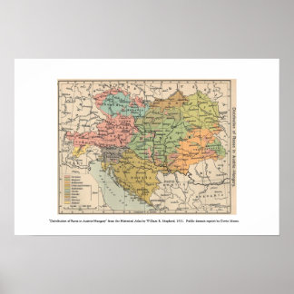 Poster carte de l'autriche hongrie 1911