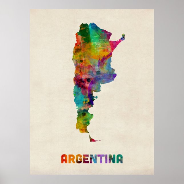 Poster Carte de l'eau de l'Argentine (Devant)