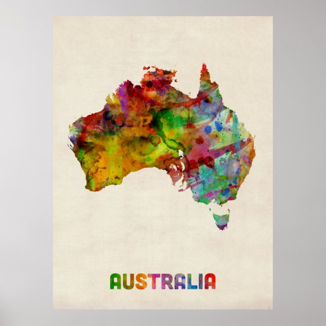 Poster Carte de l'eau de l'Australie (Devant)