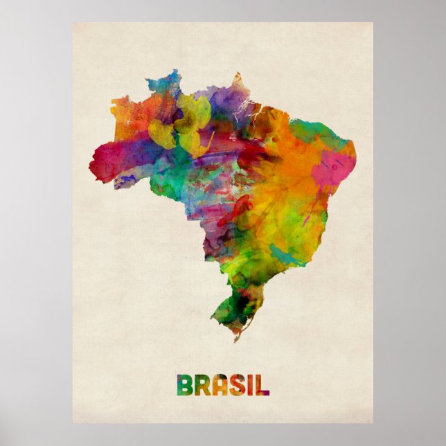 Poster Carte de l'eau du Brésil (Devant)