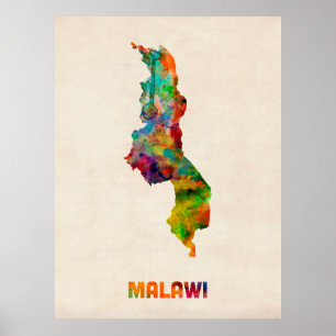 Poster Carte de l'eau du Malawi
