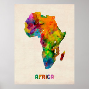 Poster Carte de l'eau en Afrique