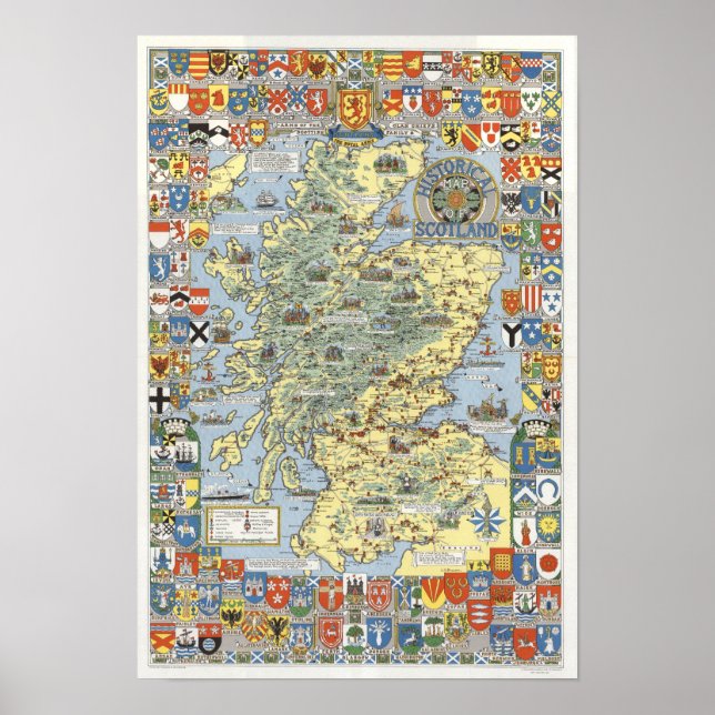 Poster Carte de l'Ecosse historique (Devant)