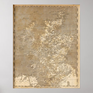 Poster Carte de l'Ecosse par Arrowsmith
