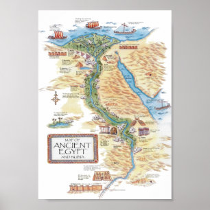 Poster Carte de l'Egypte ancienne et de la Nubie