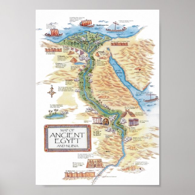 Poster Carte de l'Egypte ancienne et de la Nubie (Devant)
