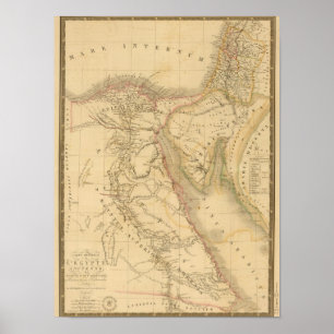 Poster Carte de l'Egypte, de la Palestine et de l'Arabie