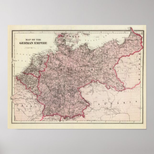 Poster Carte de l'Empire allemand (Devant)