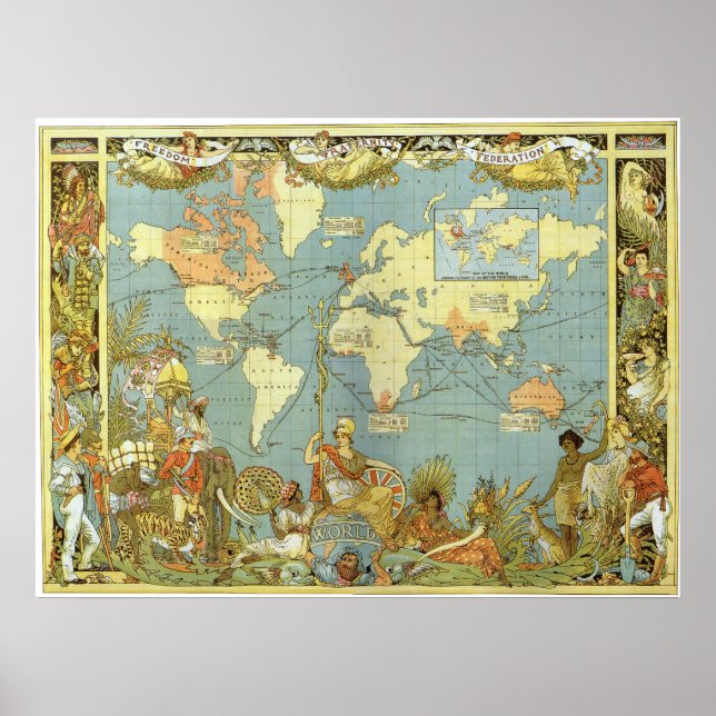 Poster Carte de l'Empire Britannique (Devant)