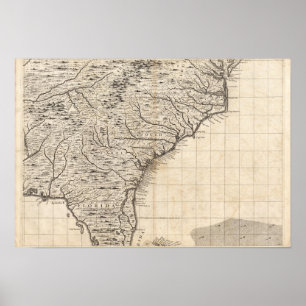 Poster Carte de l'Empire britannique en Amérique Feuille