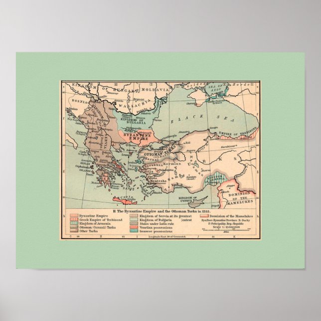 Poster Carte de l'Empire byzantin antique (Devant)
