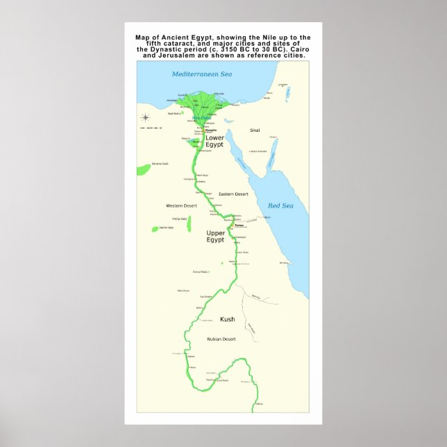 Poster Carte de l'époque dynastique de l'Égypte antique (Devant)